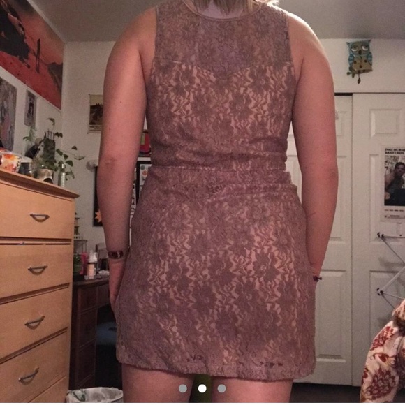 Ruby Rox dress, felt and lace combination, dusty rose color, size XL - Picture 2 of 3